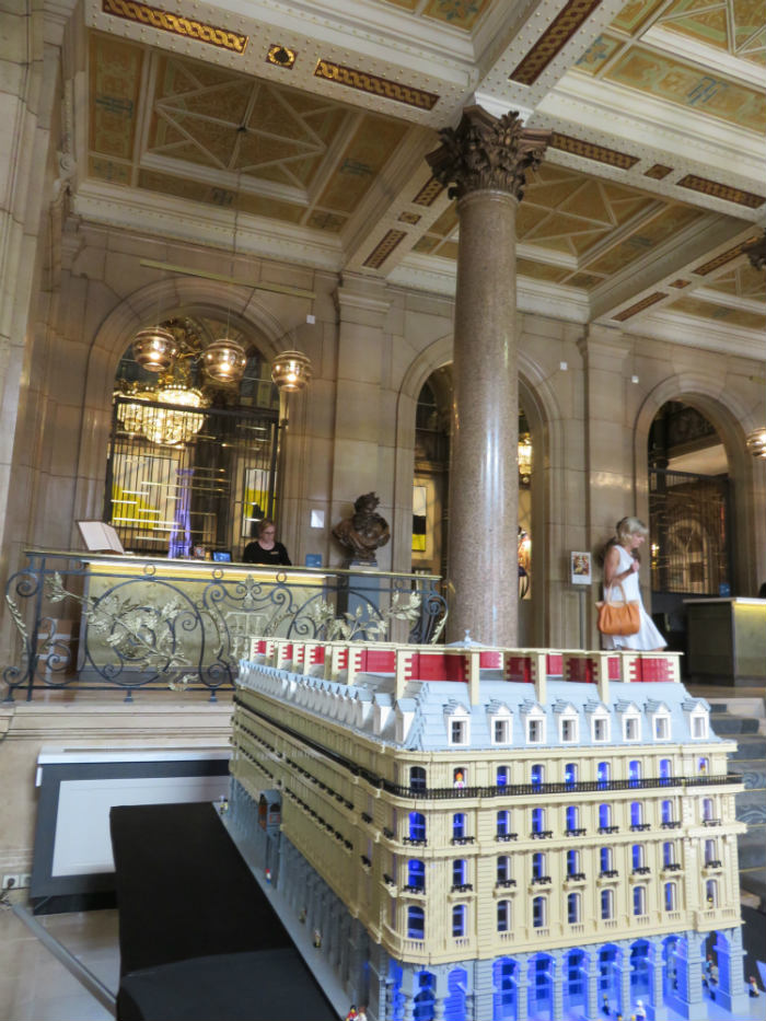 A replica of the Hilton Paris Opera made out of lego