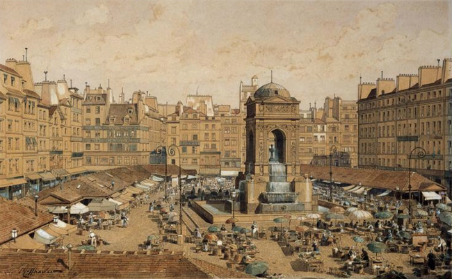 The market in the area of the Holy Innocents cemetery in 1850