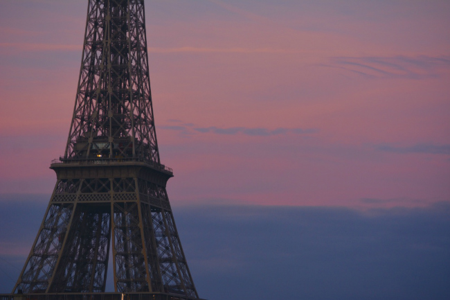 The Eiffel Tower, pink sky
