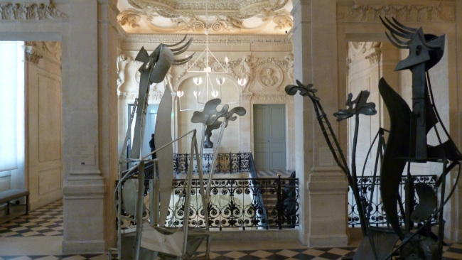 interior of the Picasso museum with sculptures