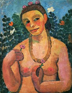 Paula Modersohn-Becker, Self-Portrait with Amber Necklace, 1906, distemper on paper, 62.2 x 48.2 cm, Museen Böttcherstrasse, Ludwig Roselius Museum, Bremen.