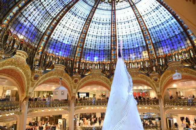 The famous Christmas tree at Galeries Lafayette. Photo: Krystal Kenney