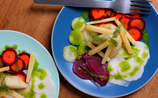 Quick-Pickled Beet and Carrot Salad with Pears and Comté Cheese