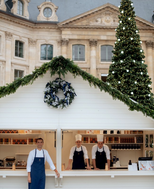 France, Paris, Place de Vendome, Ritz Hotel with Christmas