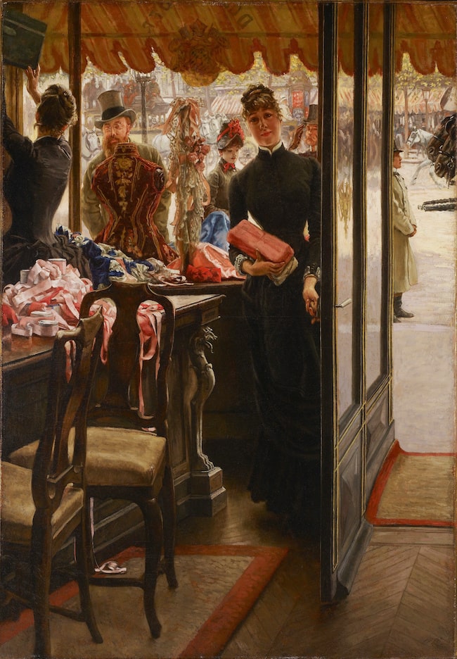 James Tissot, The Shop Girl, from Women of Paris, 1883-85, oil on canvas, Art Gallery of Ontario, 