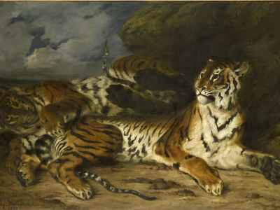 Delacroix painting of a tiger