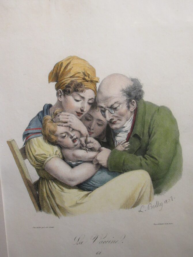 Boilly exhibition painting of three adults and a baby