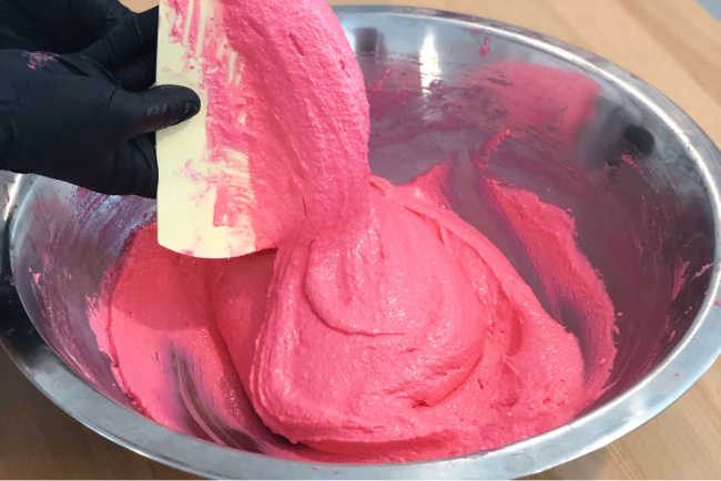 Shell batter in a mixing bowl