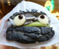 Melon bread shaped of a a famous character: Totoro. Filled with matcha and black sesame.