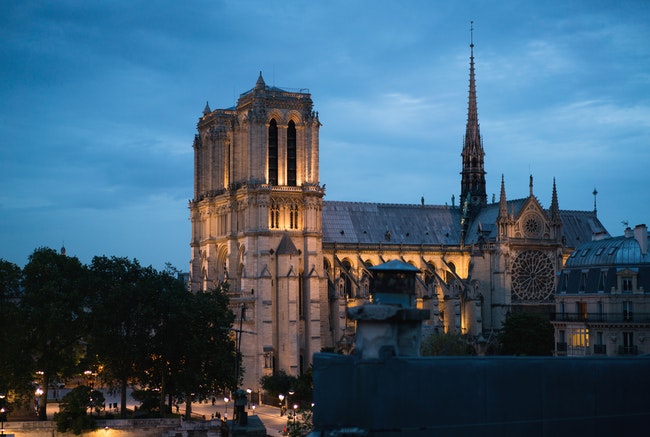 Notre Dame on warm summer evening