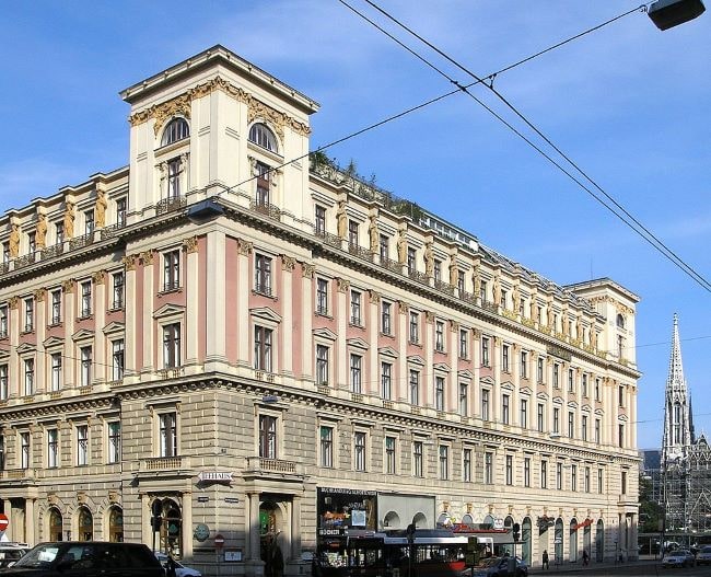 Palais Ephrussi, converted into stores, at the corner of Ringstrasse and Schottengasse, Vienna