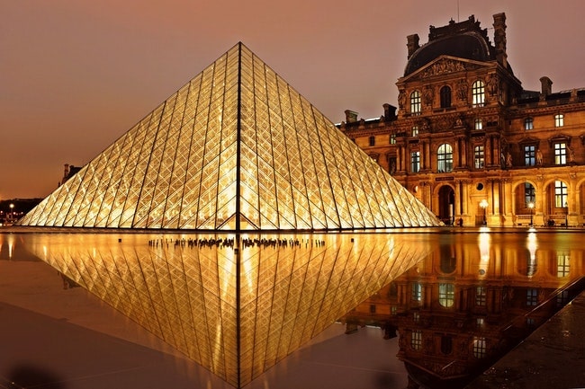 Louvre Pyramid at night