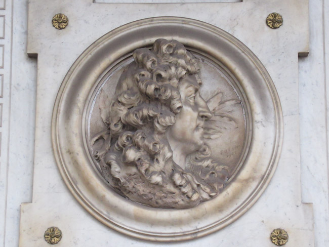 A marble portrait of Molière 