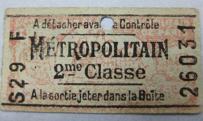 Paris Metro Ticket in WWI