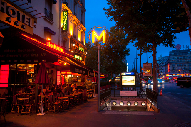 Montparnasse - Bienvenüe metro station at night