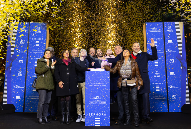 Paris Mayor Anne Hidalgo, Tahar Rahim and others at the Champs Elysees Illumination Launch