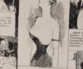 “Mélie, you’re losing your dress.” “That’s on purpose. So, leave me in peace, okay? It’s none of your business.” Louis Ernest Lesage aka Sabib, “Madame *** in La Foire aux Peintures Baraque Central,” published in La Vie Parisienne, May 17, 1884, detail, Private Collection
