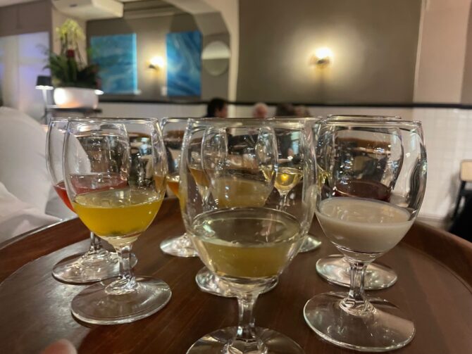 A tasting of house spirits at Leriche