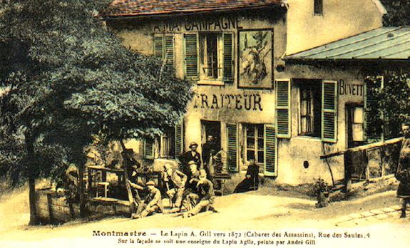 Cabaret Assassins (circa 1872) on site of current Lapin Agile. Public domaine image.