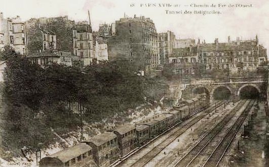 Batignolles rail tunnel, circa 1900. Public domain image
