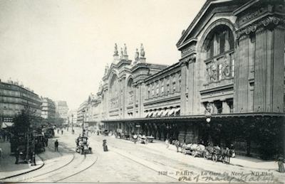 Gare du Nord, antique post card. Public domain image.