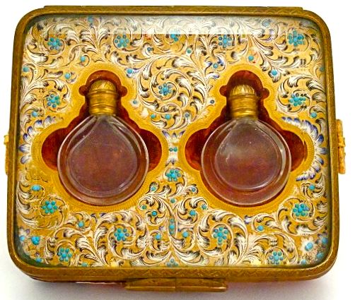 Antique Antoine Chiris Company perfume bottle purse, circa 1885. 