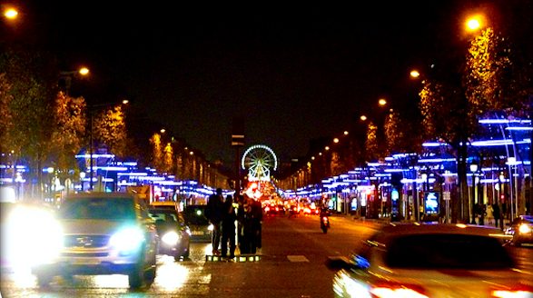 Champs-Elysées lit up for holidays in December 2011
