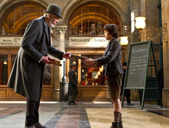 Christopher Lee and Asa Butterfield in HUGO.