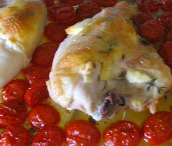 Chicken breasts stuffed with goat cheese and tomatoes. Photo: Debra Fioritto