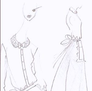 Sketches of server uniform by couture designer Alexis Mabille for Angelina. Photo courtesy Angelina.