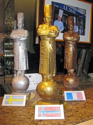 Le Sud (Lyon),  Bocuse d'Or Trophies. Photo credit: Maralyn Hill.