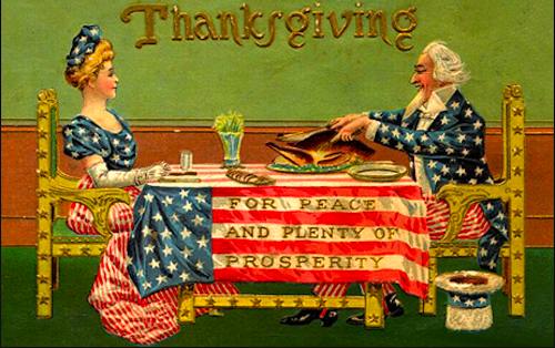 Vintage Thanksgiving postcard. Public domain image.