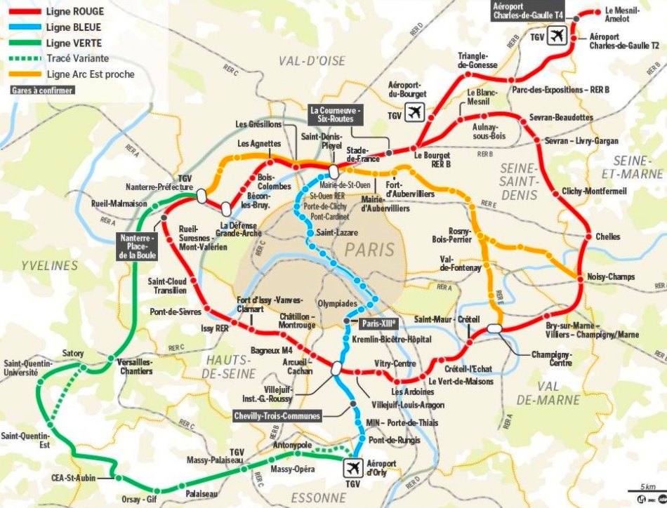 proposed super metro map Sociéte du Grand Paris