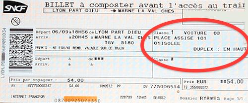 Sample SNCF ticket.