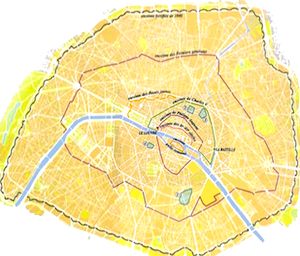 Paris Walls     Public domaine map, source: Wikimedia