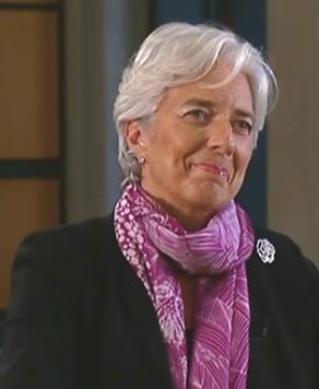 Lagarde speaking with BBC on second day as IMF chief.    Photo from BBC video clip