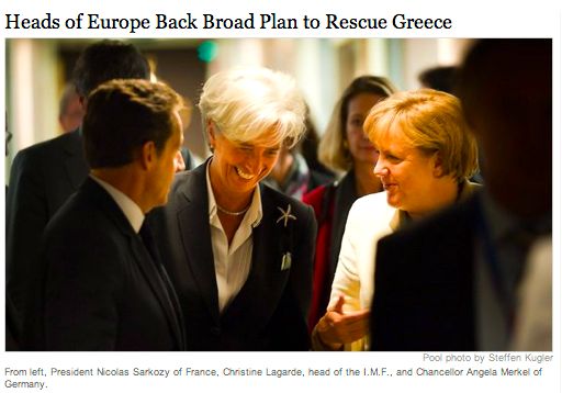 Sarkozy, Lagarde, Merkel. Photo: NYT/Steffen Kugler