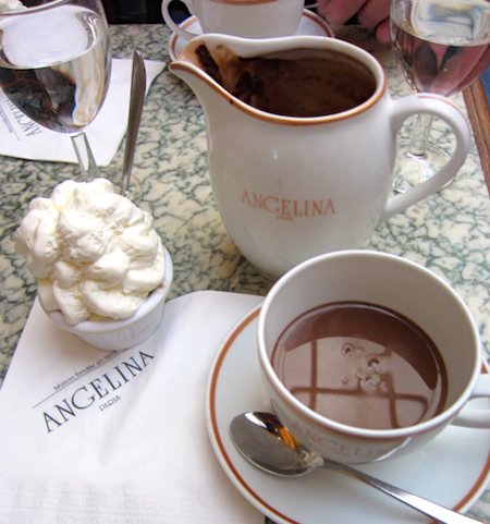 Angelina Chocolat Chaud with whipped cream