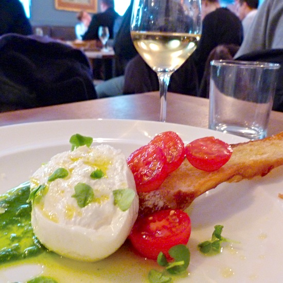 Burrata at Albion. Photo: MZ Johnston