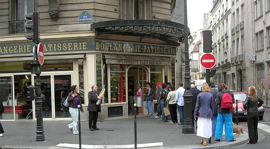 Waiting in line at the boulangerie. 