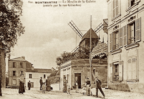 Montmartre in 1910, antique postcard.