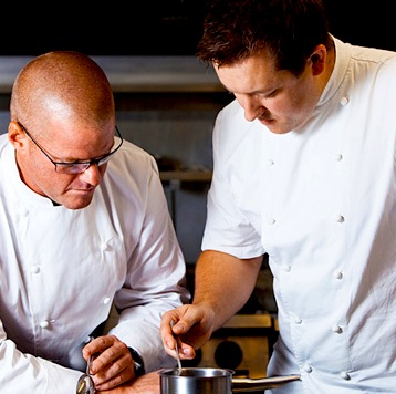 Heston Blumenthal and Ashley Palmer Watts at Dinner. Photo courtesy of dinnerbyheston.com