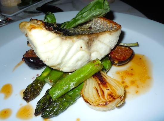 SEA BASS A LA PLANCHA FIGS AND ASPARAGUS AT CAFFE BURLOT. Photo: M. Kemp