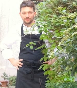 Philippe Belissent in Cobéa herb garden. Photo: M. Kemp