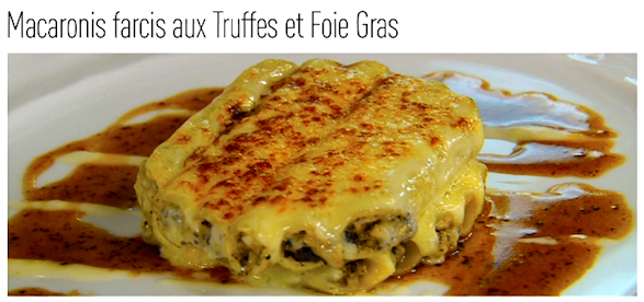 Macaronis farcis aux Truffes et Foie Gras, Les Tablettes de Nomicos. Publicity photo.