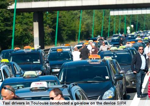 Toulouse taxi protest blocked freeways in May 2011. Photo: SIPA